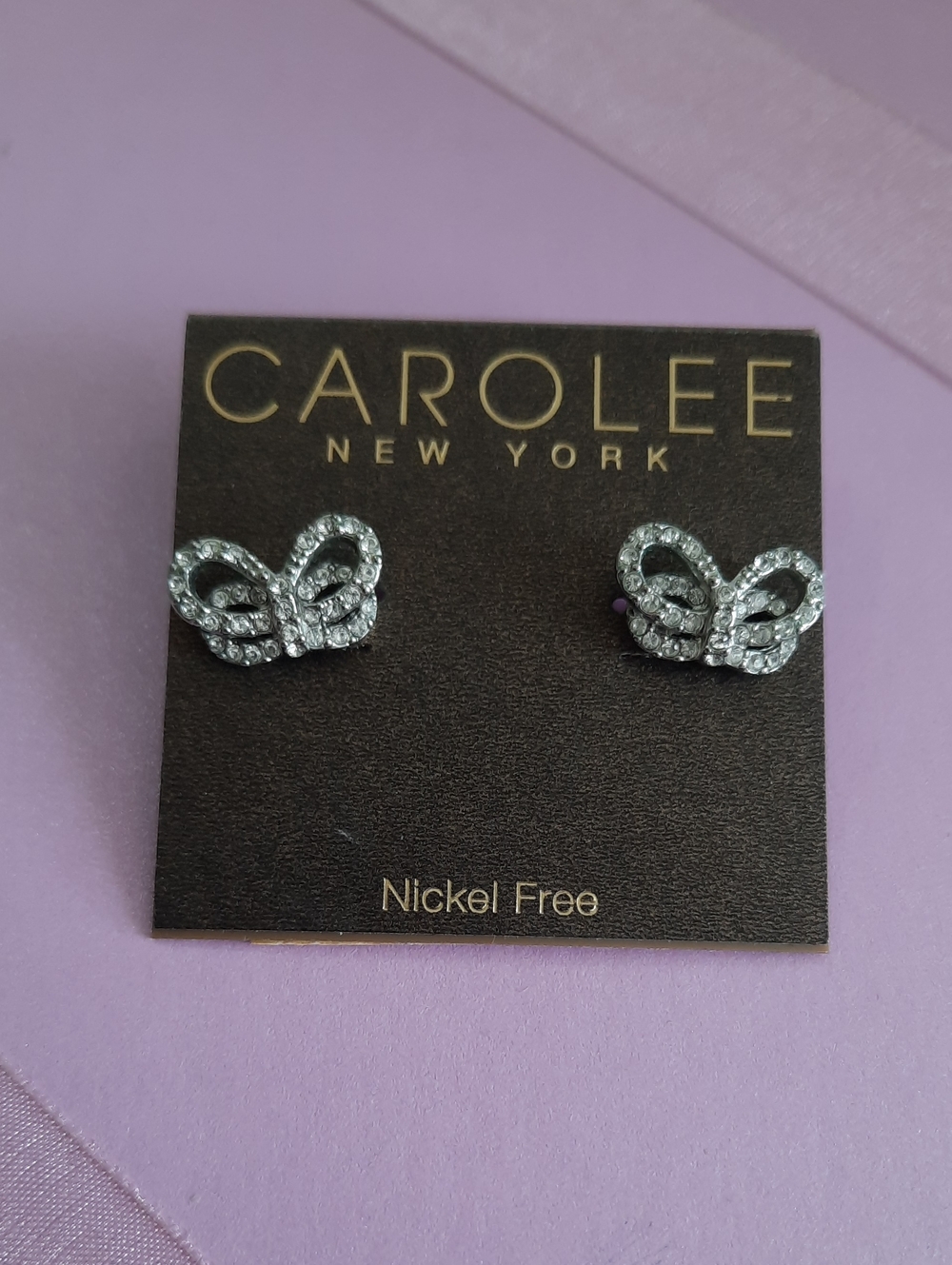 Carolee Silver Crystal Butterfly Stud Earrings